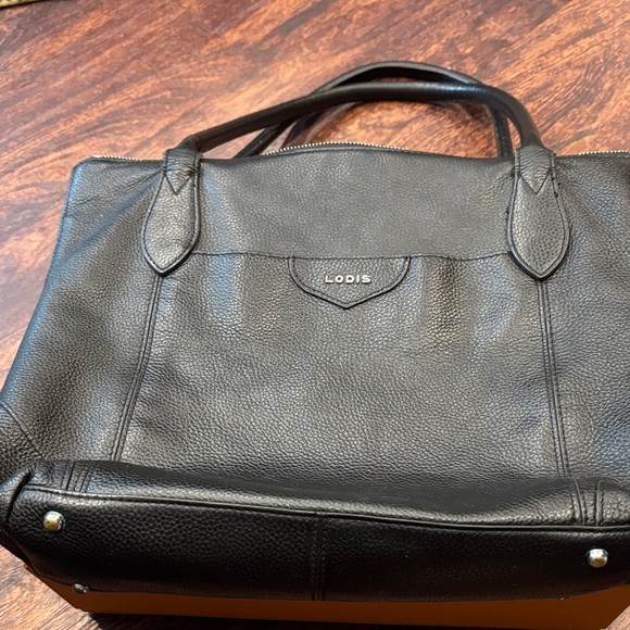 Lodis Black Leather Shoulder Bag - Picture 2 of 6